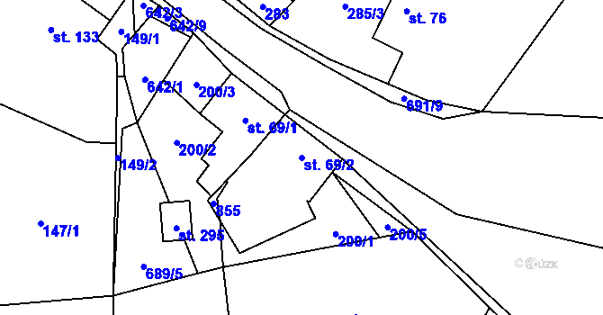 Parcela st. 69/2 v KÚ Pohled, Katastrální mapa