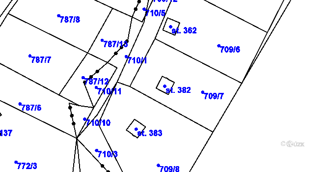 Parcela st. 382 v KÚ Pohled, Katastrální mapa