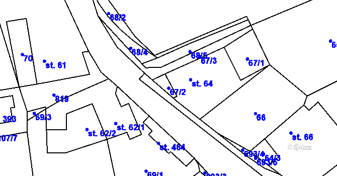 Parcela st. 67/2 v KÚ Pohled, Katastrální mapa