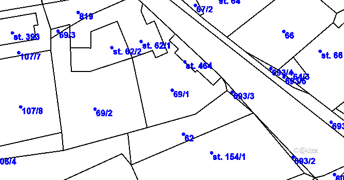 Parcela st. 69/1 v KÚ Pohled, Katastrální mapa