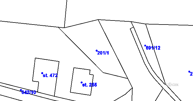 Parcela st. 201/1 v KÚ Pohled, Katastrální mapa