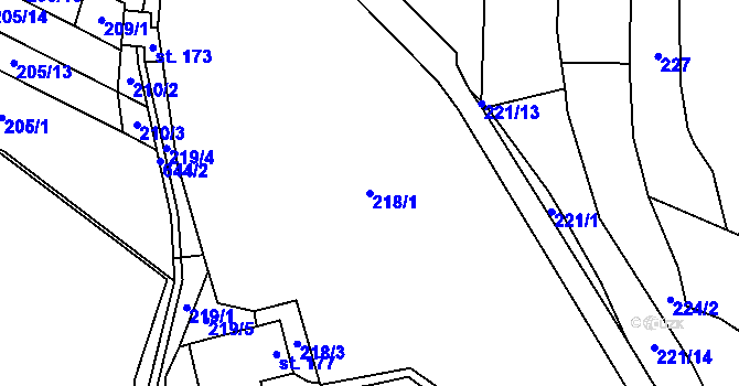 Parcela st. 218/1 v KÚ Pohled, Katastrální mapa