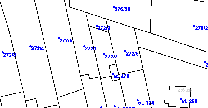 Parcela st. 272/7 v KÚ Pohled, Katastrální mapa
