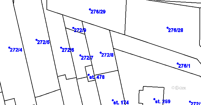 Parcela st. 272/8 v KÚ Pohled, Katastrální mapa