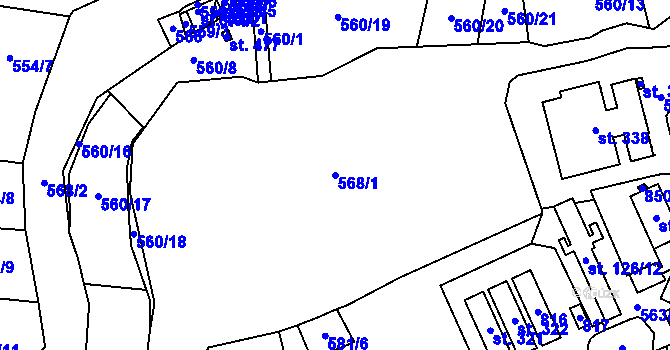 Parcela st. 568/1 v KÚ Pohled, Katastrální mapa