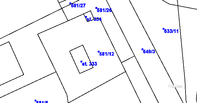 Parcela st. 581/12 v KÚ Pohled, Katastrální mapa