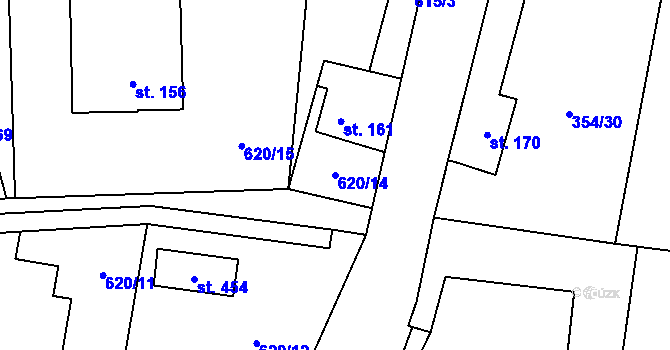 Parcela st. 620/14 v KÚ Pohled, Katastrální mapa
