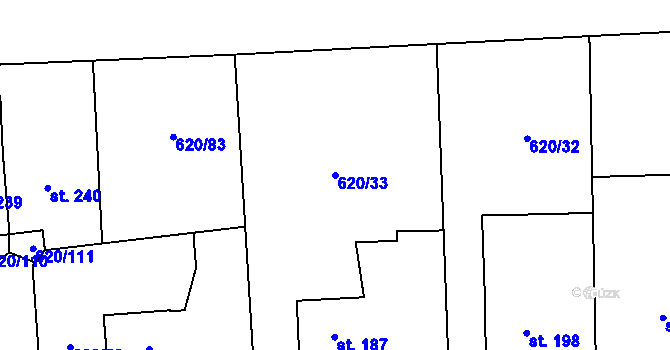 Parcela st. 620/33 v KÚ Pohled, Katastrální mapa