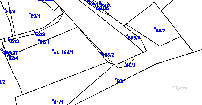 Parcela st. 693/2 v KÚ Pohled, Katastrální mapa