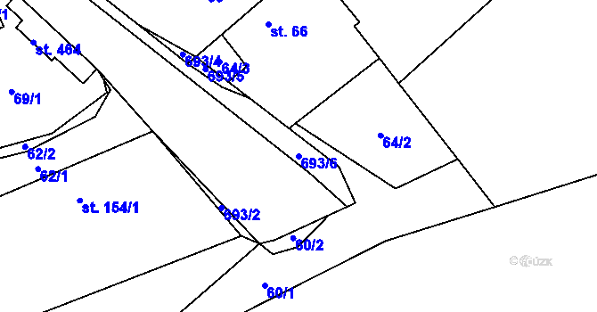 Parcela st. 693/6 v KÚ Pohled, Katastrální mapa