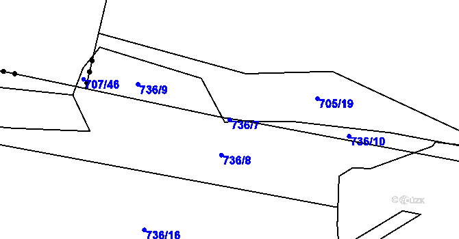 Parcela st. 736/7 v KÚ Pohled, Katastrální mapa