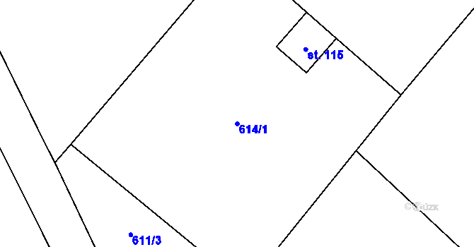 Parcela st. 614/1 v KÚ Pohled, Katastrální mapa