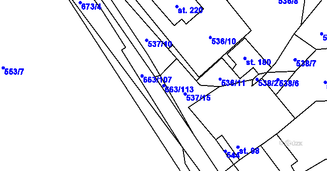 Parcela st. 663/113 v KÚ Pohled, Katastrální mapa