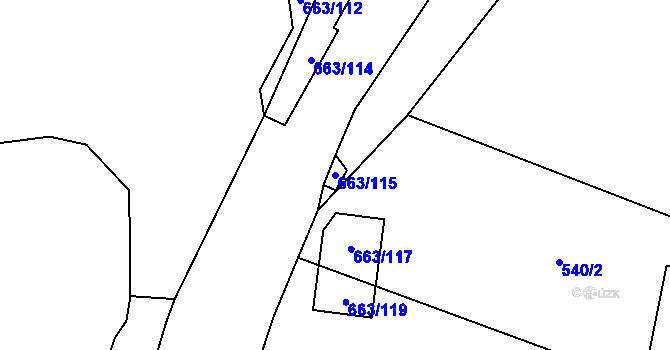 Parcela st. 663/115 v KÚ Pohled, Katastrální mapa