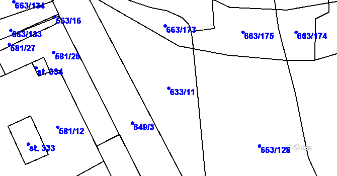 Parcela st. 633/11 v KÚ Pohled, Katastrální mapa