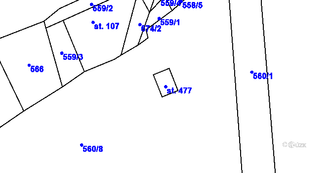 Parcela st. 477 v KÚ Pohled, Katastrální mapa