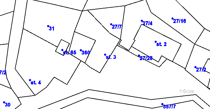 Parcela st. 3 v KÚ Simtany, Katastrální mapa