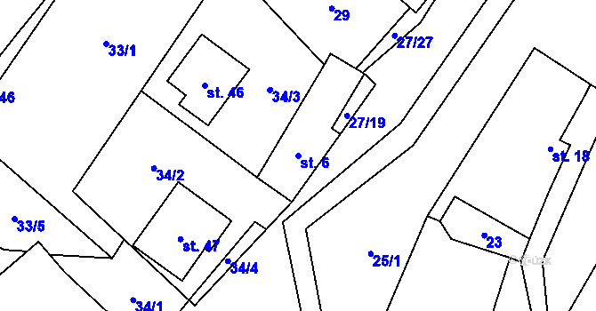 Parcela st. 6 v KÚ Simtany, Katastrální mapa
