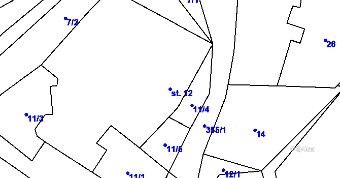 Parcela st. 12 v KÚ Simtany, Katastrální mapa