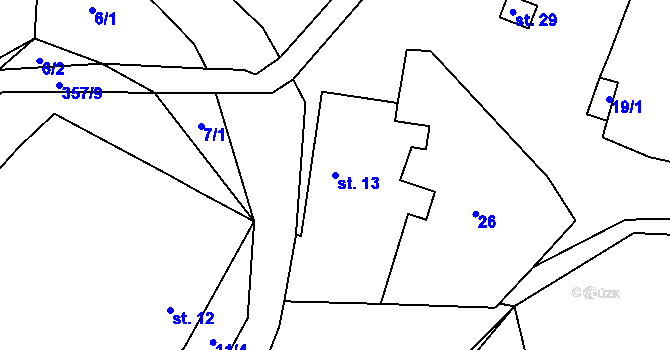 Parcela st. 13 v KÚ Simtany, Katastrální mapa