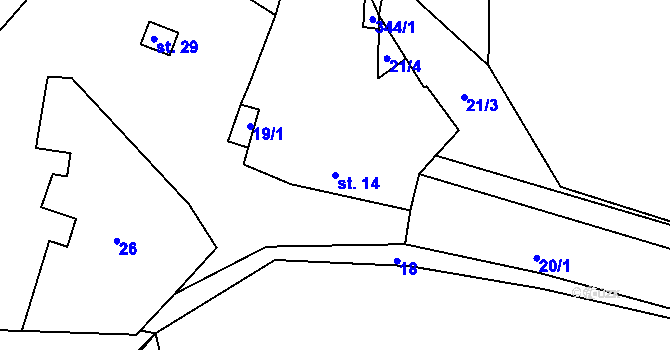 Parcela st. 14 v KÚ Simtany, Katastrální mapa