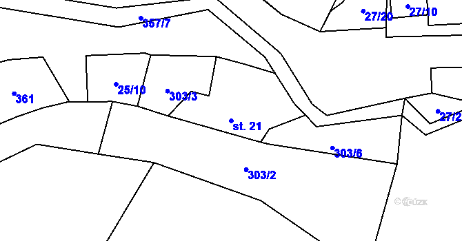 Parcela st. 21 v KÚ Simtany, Katastrální mapa