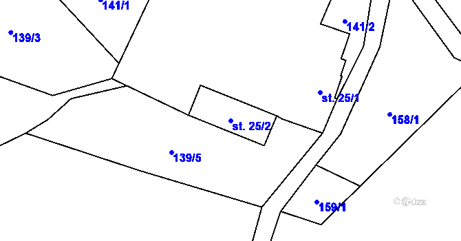 Parcela st. 25/2 v KÚ Simtany, Katastrální mapa