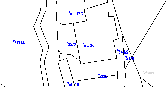 Parcela st. 26 v KÚ Simtany, Katastrální mapa