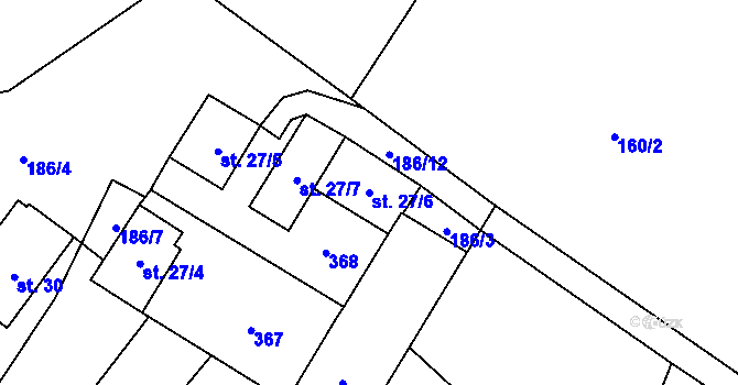 Parcela st. 27/6 v KÚ Simtany, Katastrální mapa