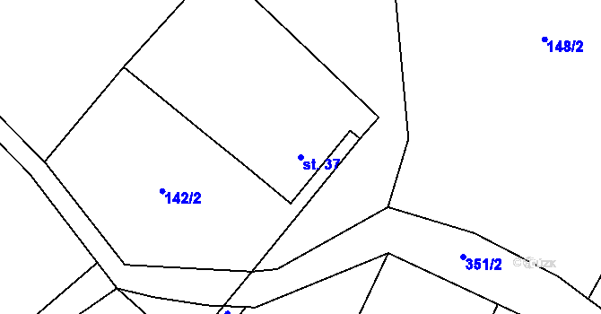 Parcela st. 37 v KÚ Simtany, Katastrální mapa