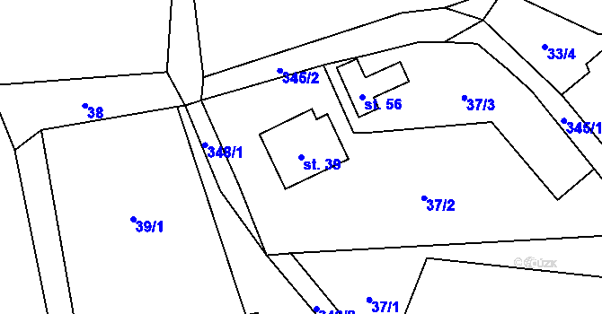 Parcela st. 39 v KÚ Simtany, Katastrální mapa