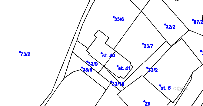 Parcela st. 40 v KÚ Simtany, Katastrální mapa