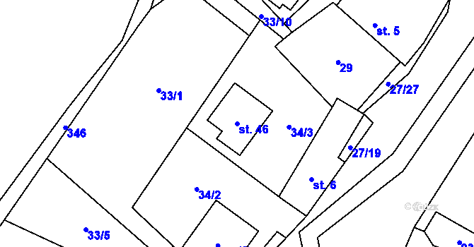 Parcela st. 46 v KÚ Simtany, Katastrální mapa