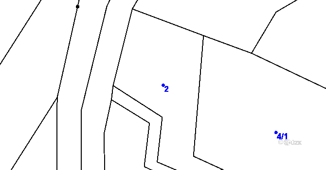 Parcela st. 2 v KÚ Simtany, Katastrální mapa