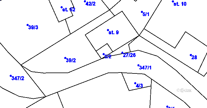 Parcela st. 5/2 v KÚ Simtany, Katastrální mapa