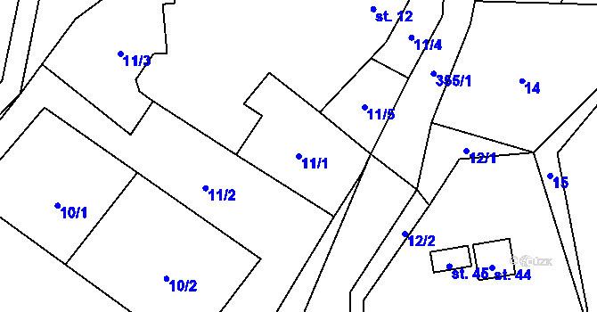 Parcela st. 11/1 v KÚ Simtany, Katastrální mapa