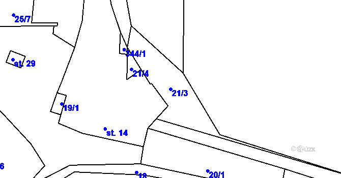 Parcela st. 21/3 v KÚ Simtany, Katastrální mapa
