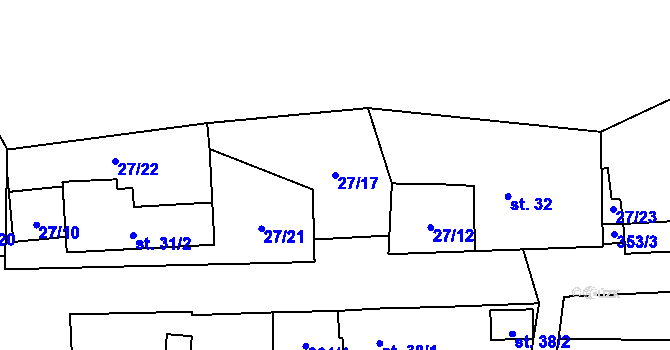 Parcela st. 27/17 v KÚ Simtany, Katastrální mapa