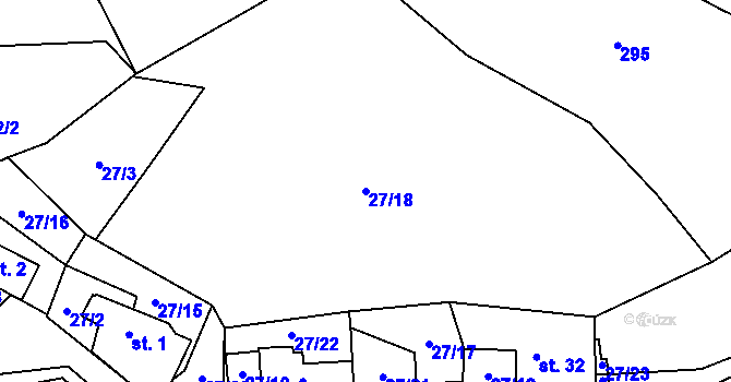 Parcela st. 27/18 v KÚ Simtany, Katastrální mapa