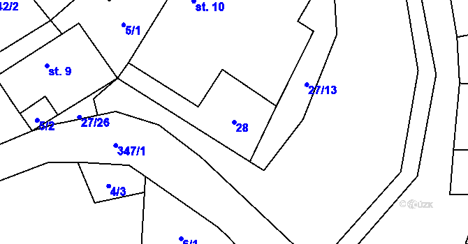 Parcela st. 28 v KÚ Simtany, Katastrální mapa