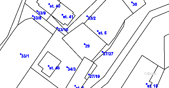 Parcela st. 29 v KÚ Simtany, Katastrální mapa