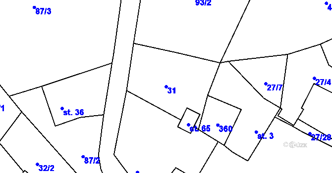 Parcela st. 31 v KÚ Simtany, Katastrální mapa