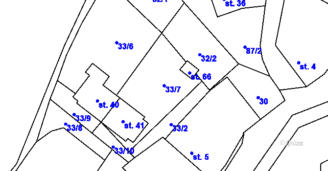 Parcela st. 33/7 v KÚ Simtany, Katastrální mapa