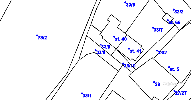 Parcela st. 33/8 v KÚ Simtany, Katastrální mapa