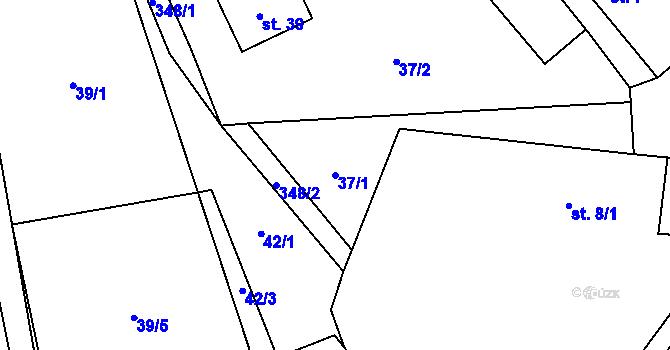 Parcela st. 37/1 v KÚ Simtany, Katastrální mapa
