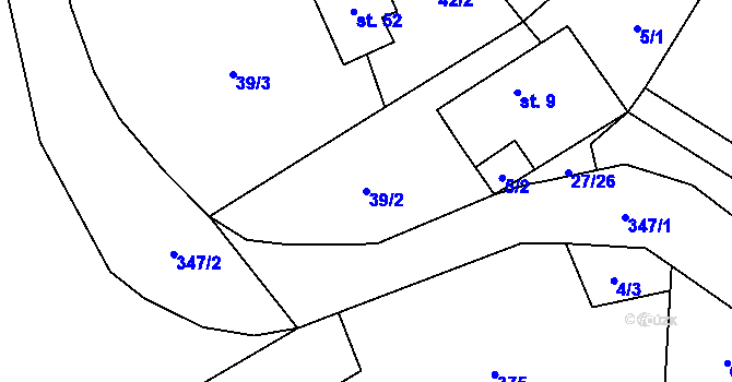 Parcela st. 39/2 v KÚ Simtany, Katastrální mapa