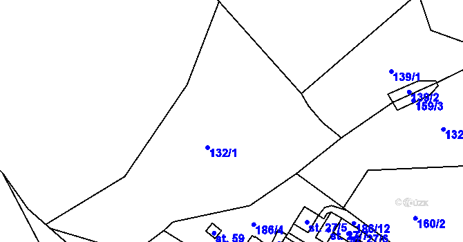 Parcela st. 132 v KÚ Simtany, Katastrální mapa