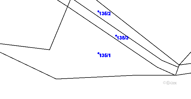 Parcela st. 135 v KÚ Simtany, Katastrální mapa