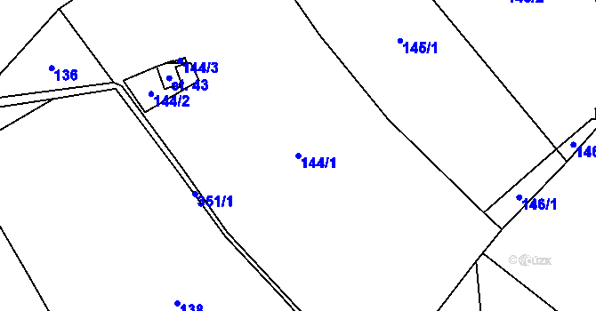 Parcela st. 144/1 v KÚ Simtany, Katastrální mapa