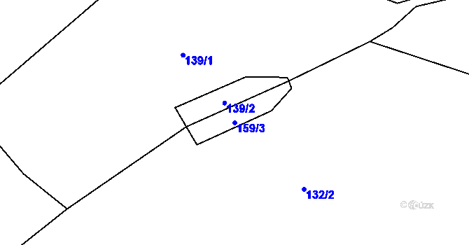 Parcela st. 159/3 v KÚ Simtany, Katastrální mapa